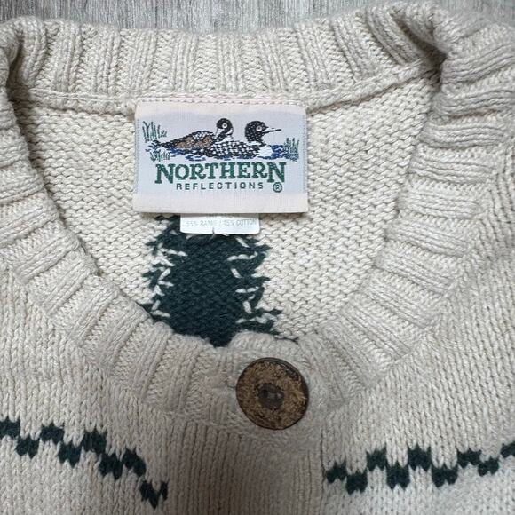 Vintage Northern Reflections Button Up Knit Bear Moose Cardigan - Picture 2 of 7